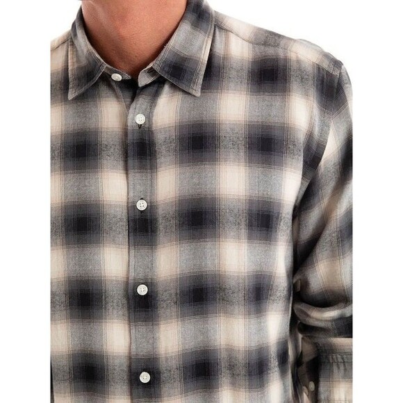 HUGO BOSS Shirt Mens XXL Black Plaid Check Button Up Flannel Liam Kent $158 - Picture 1 of 9